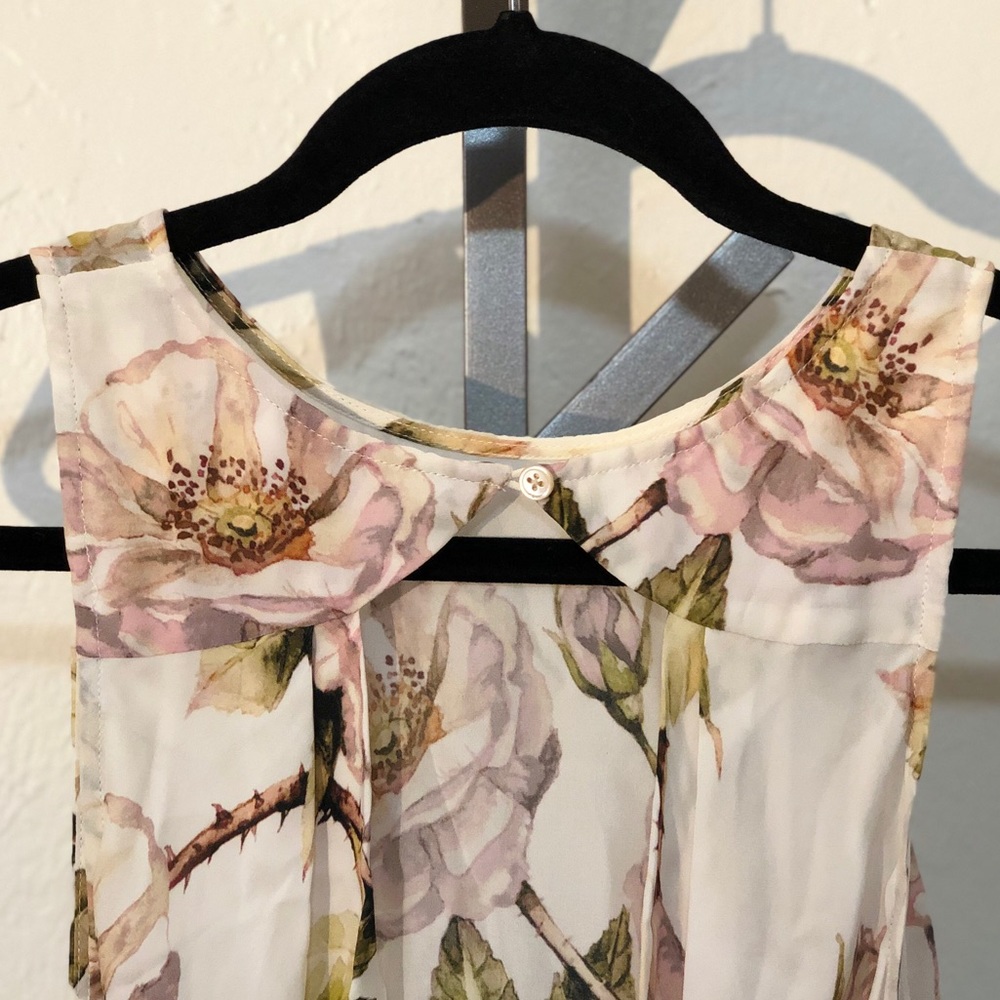 ☀️ HAUTE HIPPIE Silk Draped Floral Tank, XS - Picture 5 of 6